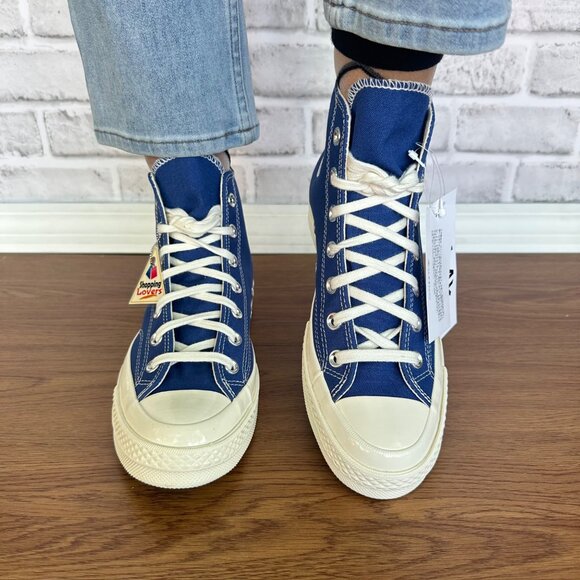 🖤Converse Chuck Taylor Hi Women Shoes Sz 12 Comme des Garcons PLAY Blue 171846C - Picture 6 of 13